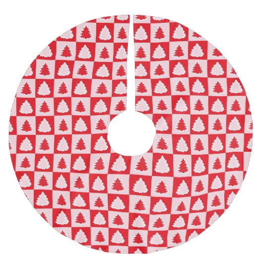 Rode Retro Kerstboom Rode Tartan Plaid Rok (Voorkant)