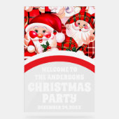 Rode Retro Kerstman Kerstfeest Welkom Acryl Bord (Voorkant)