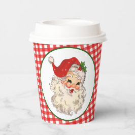 Rode  Retro-kerstman met roze geplakte papierbeker Papieren Bekers