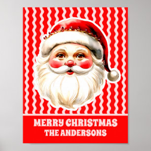 Rode Retro Santa Claus Red Ric Rac Familie Kerstmi Poster