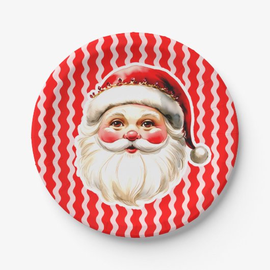 Rode Retro Santa Claus Rode Ric Race Kerstmis Papieren Bordje (Voorkant)