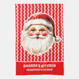 Rode Retro Santa Claus Rode Ric Race Kerstmis Theedoek