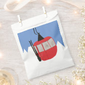 Rode Retro Skilift Sneeuwberg Skiërs Bedankzakje (Geknipt)