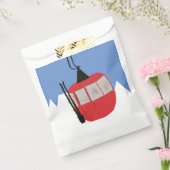 Rode Retro Skilift Sneeuwberg Skiërs Bedankzakje (Gezegeld)