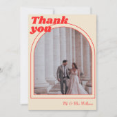 Rode Retro  Typografie foto Bedankkaart (Voorkant)