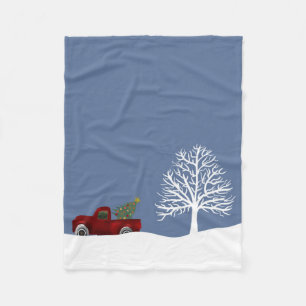 Rode Retro Vrachtwagen en Kerstboom Fleece Deken