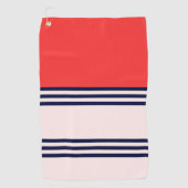 Rode Retrostripes Golfhanddoek (Voorkant)