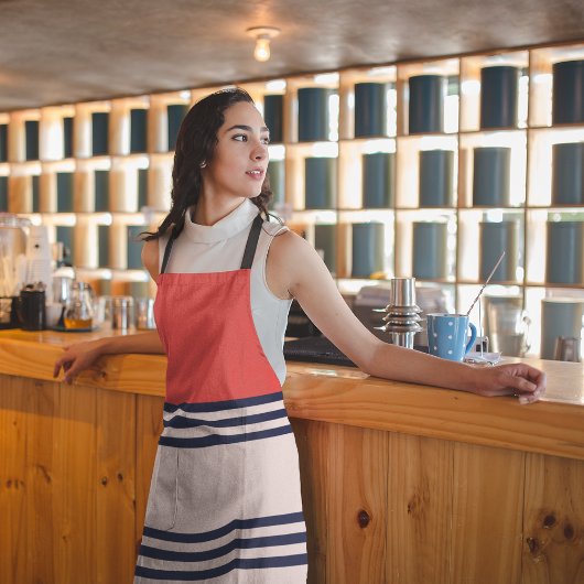 Rode Retrostripes Schort