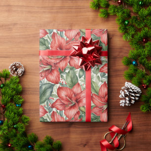 Rode Reuzen Amaryllis Kerst Cadeaupapier