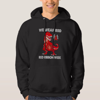 Rode rex Dinosaur We Dragen Rood Voor Red Ribbon W Hoodie