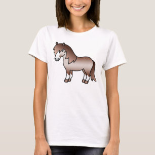 Rode Roan Cartoon Shetland Pony T-shirt