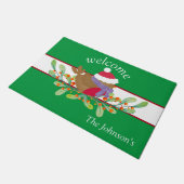 Rode Robin Bloemen Deur Mat (Schuin)