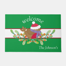 Rode Robin Bloemen Deur Mat