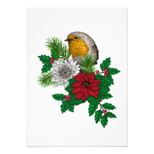 Rode robin op kerstversiering foto afdruk