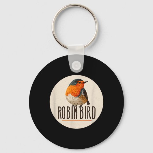 Rode Robin Vogel Uitzicht Sleutelhanger (Voorkant)