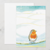 Rode Robin Vogel & Winter Illustratie   Feestdagenkaart (Voorkant / Achterkant)