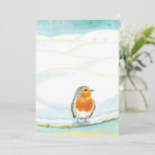 Rode Robin Vogel & Winter Illustratie   Feestdagenkaart (Staand voorkant)