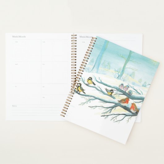 Rode Robins en Tit Birds in het winterbos Planner (Display)
