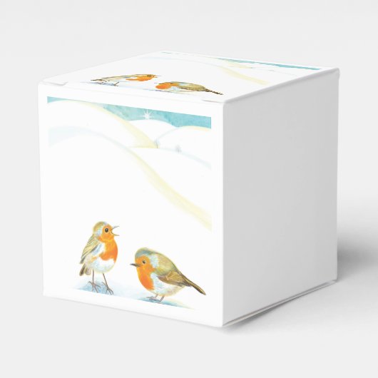 Rode Robins in de winter Bedankdoosjes (Voorkant Zijde)