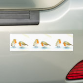 Rode Robins in de winter Bumpersticker (Op auto)