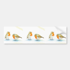 Rode Robins in de winter Bumpersticker
