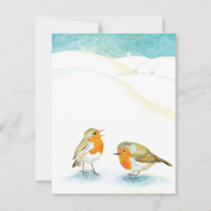 Rode Robins in de winter Feestdagenkaart