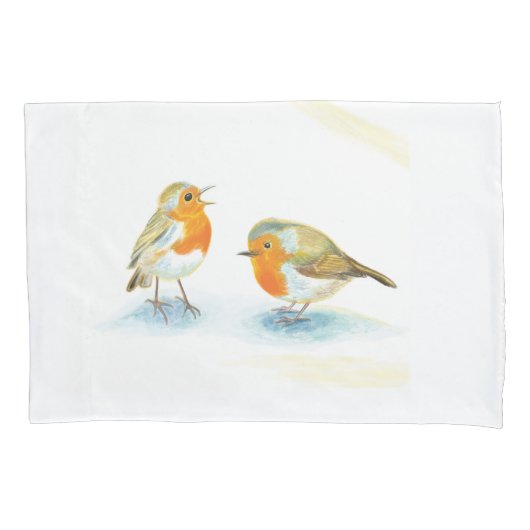 Rode Robins in de winter Kussensloop (Voorkant)