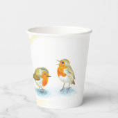 Rode Robins in de winter Papieren Bekers (Achterkant)