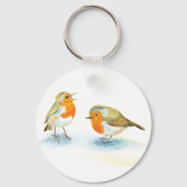 Rode Robins in de winter Sleutelhanger