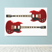 RODE ROCK GITAREN 32x48 Canvas Afdruk (Insitu (Houten vloer))