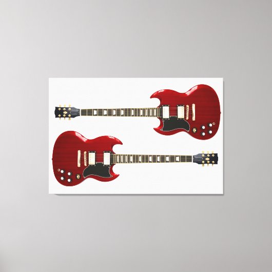 RODE ROCK GITAREN 32x48 Canvas Afdruk (Voorkant)