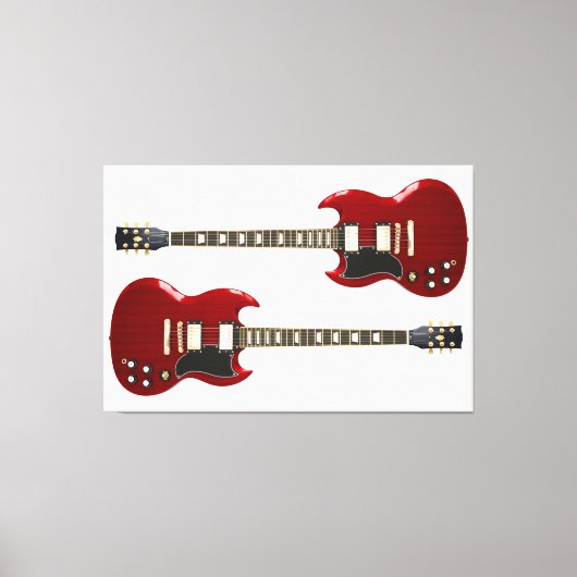 RODE ROCK GITAREN 40x60 Canvas Afdruk (Voorkant)