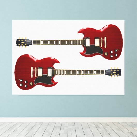 RODE ROCK GITAREN 40x60 Canvas Afdruk (Insitu (Houten vloer))