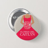 Rode rode jurk met de naam fundenknop ronde button 5,7 cm (Voorkant /achterkant)