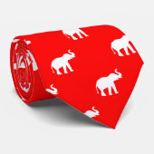 Rode rode olifant patroon stropdas (Opgerold)