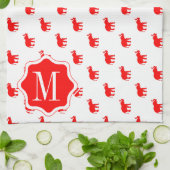 Rode rode witte polkadot olifant theedoek (Gevouwen)