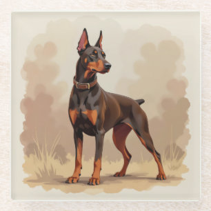 Rode Roest Bruine Dobermann Pinscher Hond Glazen Onderzetter
