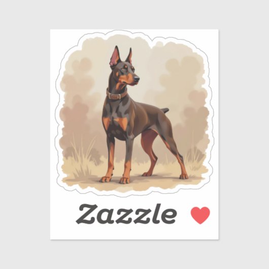 Rode Roest Bruine Dobermann Pinscher Hond Sticker (Vel)