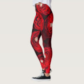rode rog zwarte parelbloem leggings (Links)