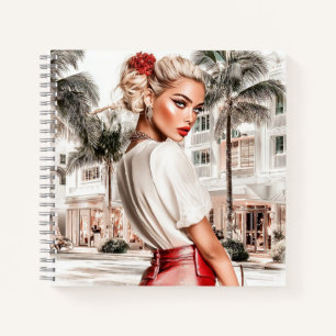 Rode rok glam meisje spiraal notitieboek