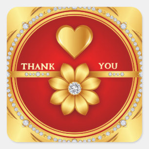 👑 Rode Romantische Dank U Badge 🖤 Vierkante Sticker