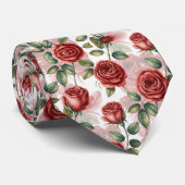 Rode Romantische Rozen Stropdas (Opgerold)