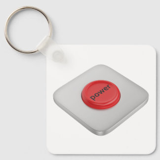Rode ronde aan/uit-knop sleutelhanger