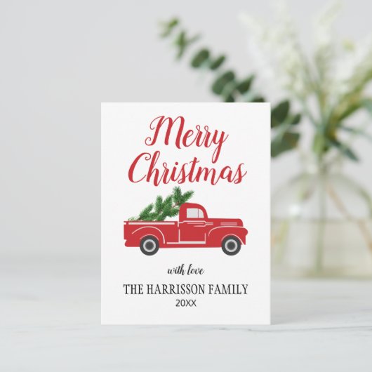 rode rondweg pine-boom, pretkerst briefkaart (Staand voorkant)