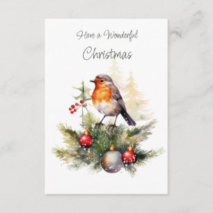Rode Roodborst Dennen Kerstkaart Informatiekaartje