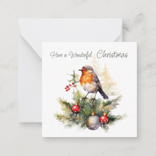 Rode Roodborst Kerstkaart Notitiekaartje