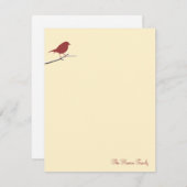 Rode roodborst tak crème beige dank je brief notitiekaartje (Voorkant / Achterkant)