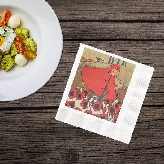 rode roofhond Wolf papaverbloemen Servetten