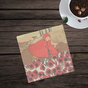  rode roofhond Wolf papaverbloemen Stenen Onderzetter