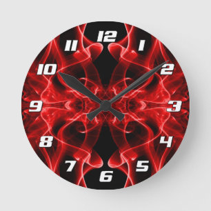 Rode rook symmetrisch minimalistisch zwart ronde klok